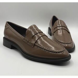 FRANCO SARTO Eden Studs Penny Loafer Women's Size 8 Brown Leather Shoe NIB